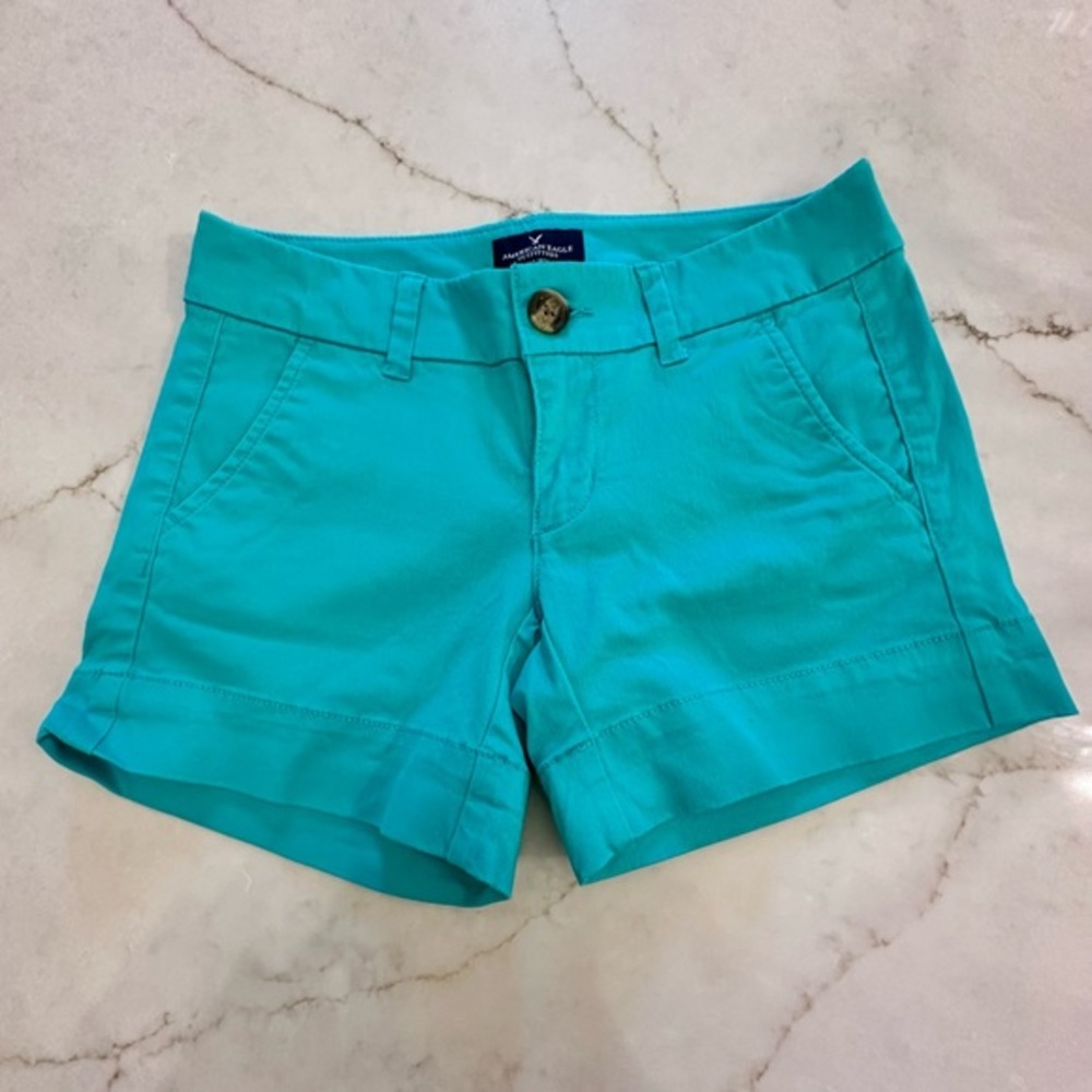 American Eagle Outfitters Blue Midi Shorts Classic Cotton